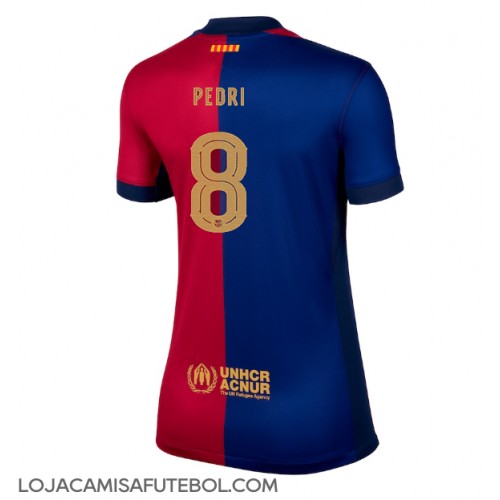 Camisa de Futebol Barcelona Pedri Gonzalez #8 Equipamento Principal Mulheres 2024-25 Manga Curta